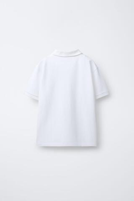 ZARA БАЗОВОЕ ПОЛО ИЗ ПИКЕ, БЕЛЫЙ