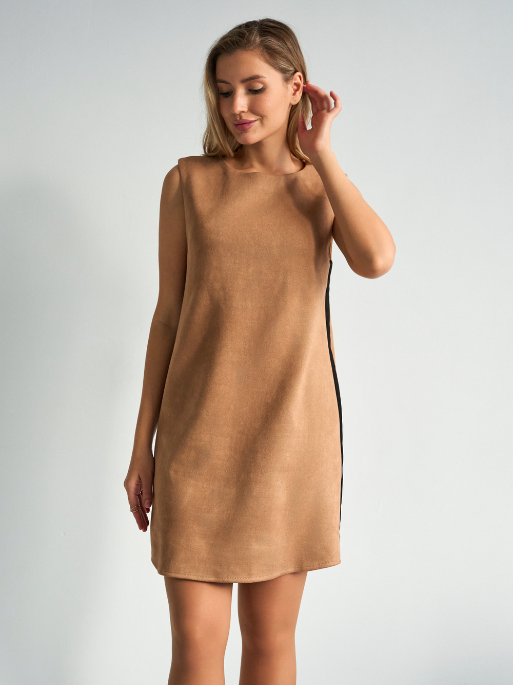 Платье сарафан офисный замшевый