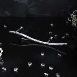 Ручка скоба мебельная Арт Бранч правая Античное серебро