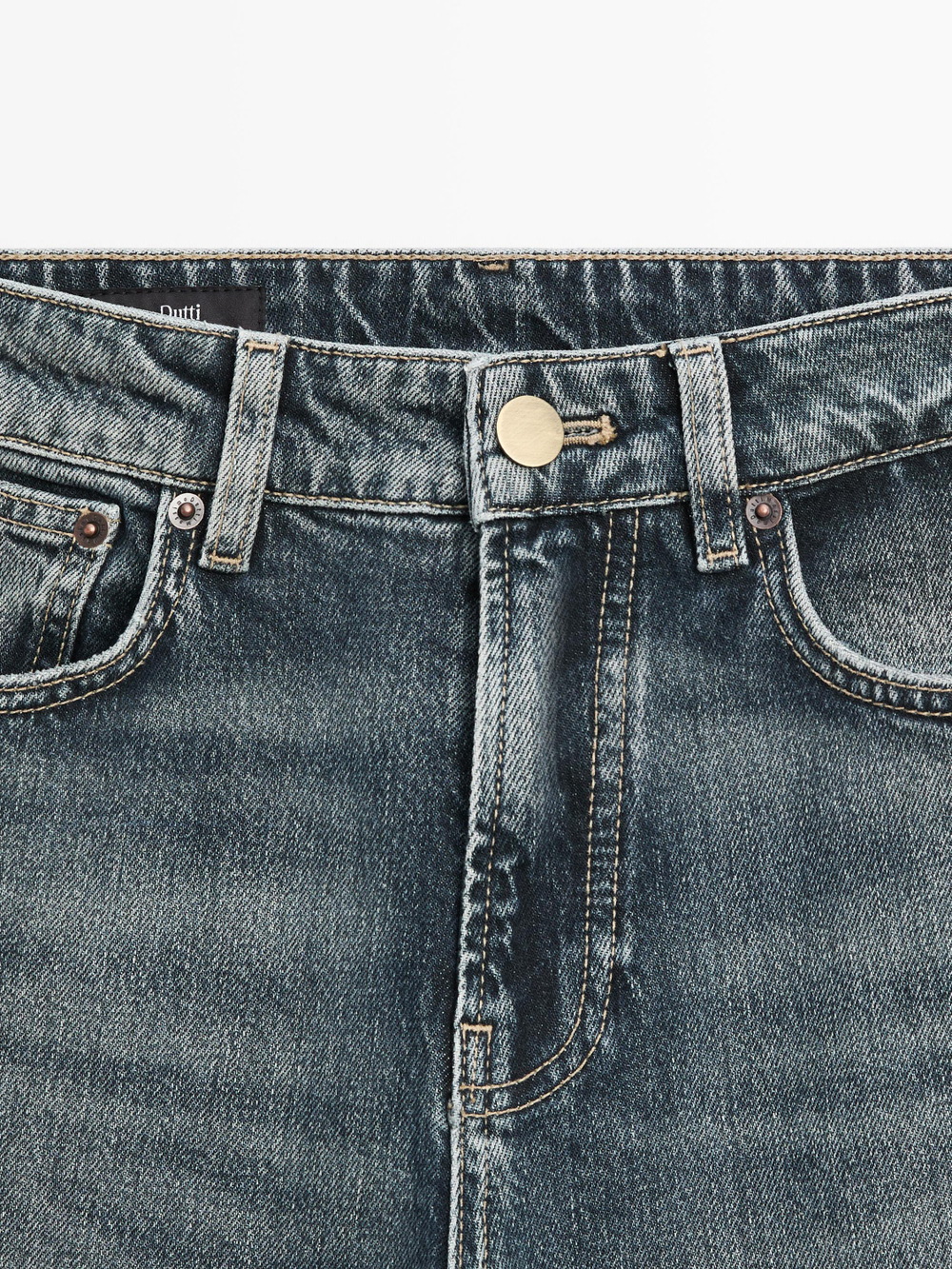 Massimo Dutti Джинсы клеш со средней посадкой, средне-синий