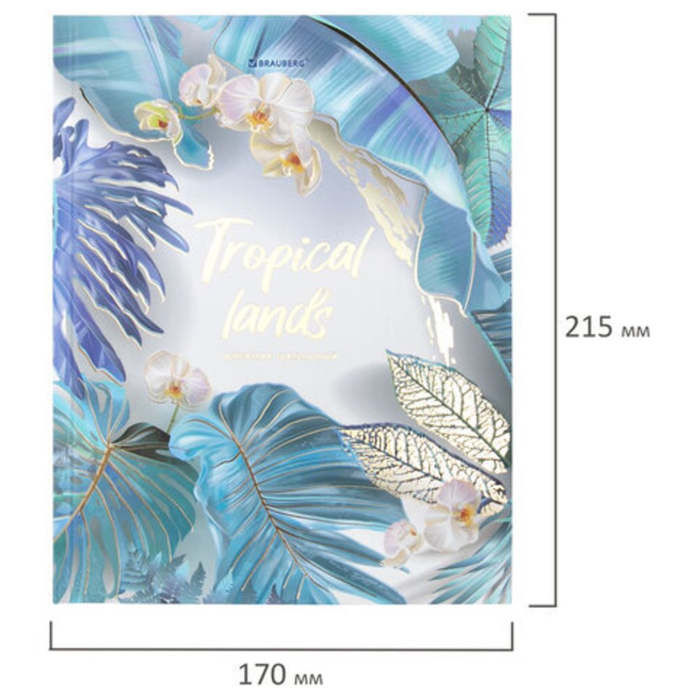 Дневник 5-11 класс 48 л., твердый, BRAUBERG, фольга, с подсказом, "Тропики", 106417