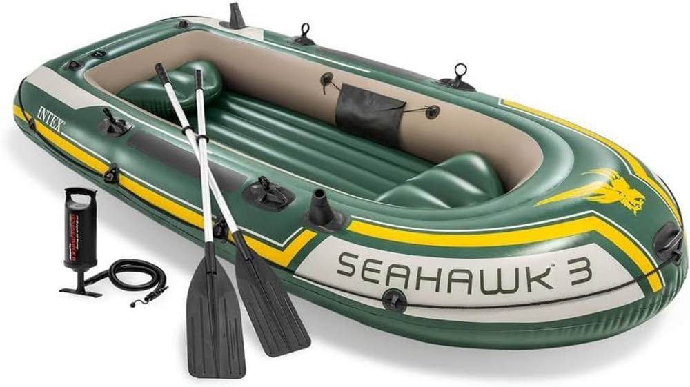 Лодка надувная Intex Seahawk 3 Set, 68380NP, с веслами и насосом, до 360 кг, 295 х 137 х 43 см