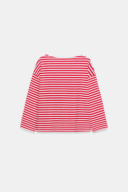 ZARA ФУТБОЛКА В ПОЛОСКУ В СТИЛЕ РУСТИК, КРАСНАЯ ПОЛОСКА