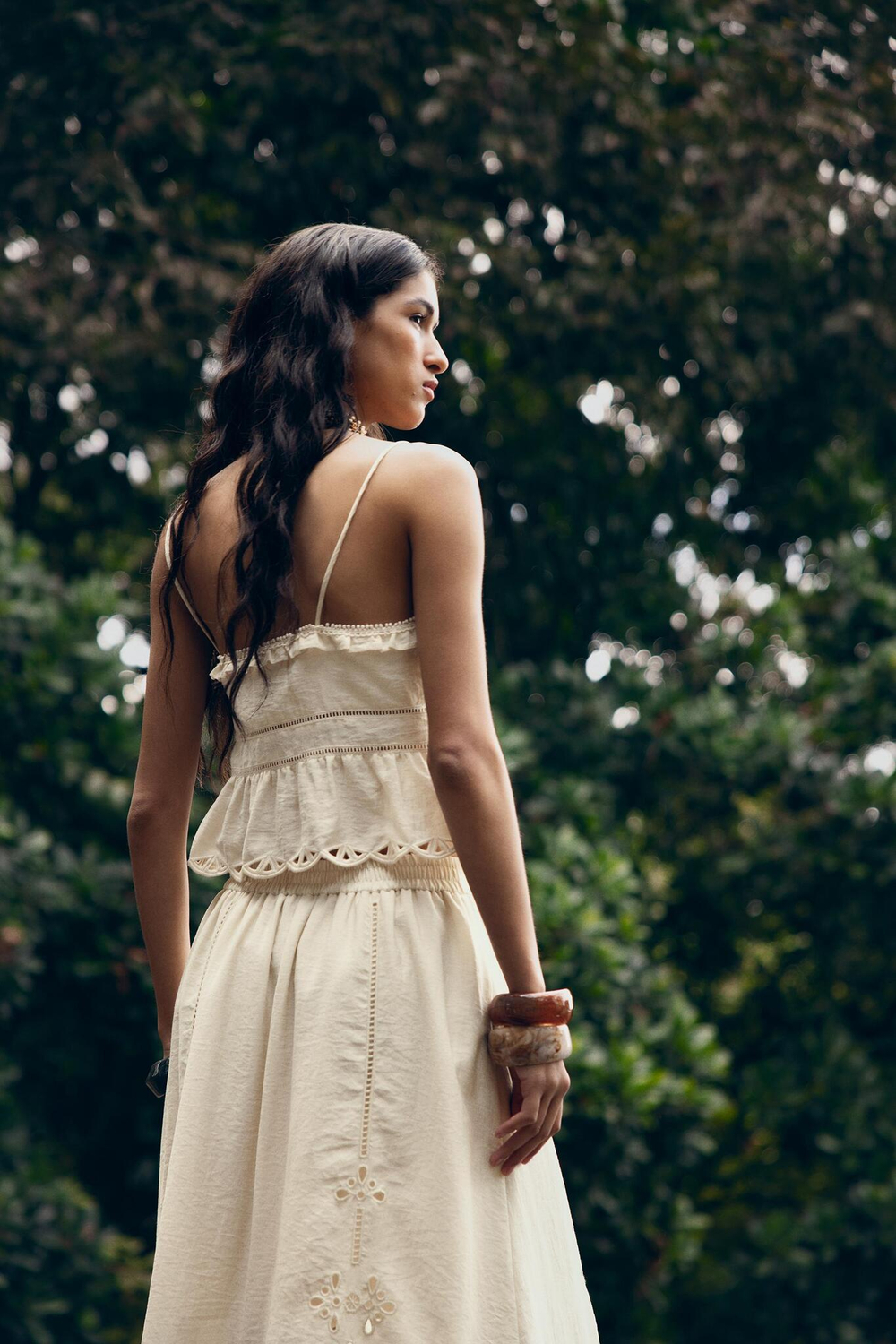 ZARA КРОП-ТОП С АЖУРНОЙ ВЫШИВКОЙ, ЭКРЮ