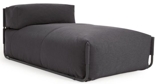 Пуф-шезлонг со спинкой Square темно-серого цвета для садового модульного дивана 165 x101см