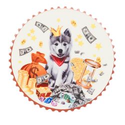 Фигурка декоративная (магнит) "Собачка-королева" d=7см. и=0,5см. (6видов) (min12)