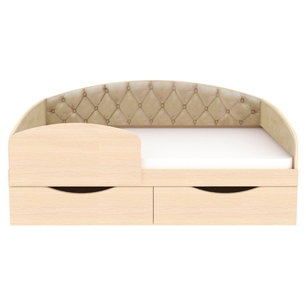 Кровать односпальная КарИВи Беллуччи с каретной стяжкой 80x160  Дуб Молочный Беж