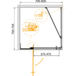 Душевой уголок Cezares Slider 80x80 SLIDER-AH-1-80-70/80-GRIGIO-NERO профиль Черный матовый стекло серое