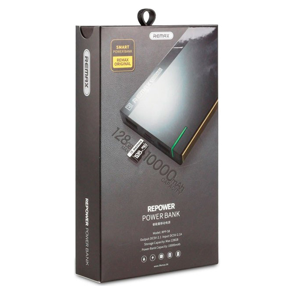 Внешний Аккумулятор/Карт-ридер (Power Bank) Remax RPP-58 10000 mAh (5,0V - 2A, 2USB, MicroSD) Серый