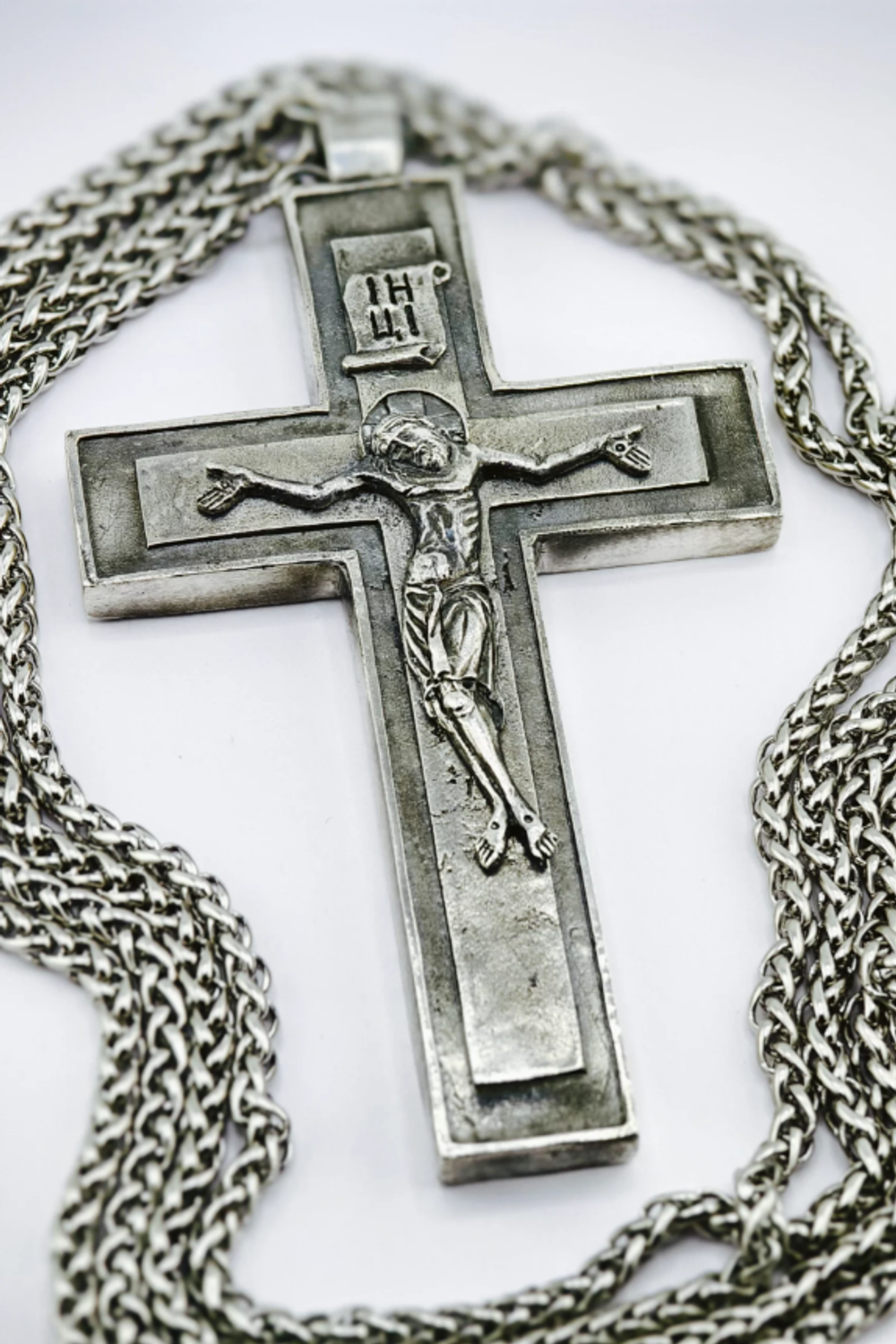 Крест иерейский “Павловский” с распятием XIII век (серебрение)