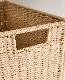 ZARA HOME КОРЗИНА ДЛЯ БЕЛЬЯ, С ПОДКЛАДКОЙ ИЗ ТКАНИ, СВЕТЛО-БЕЖЕВЫЙ