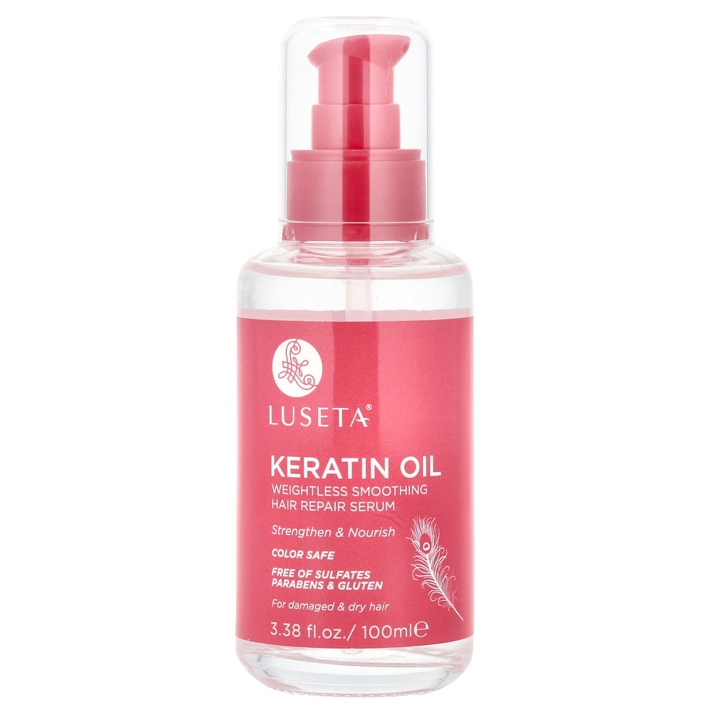 Luseta Beauty, Keratin Oil, легкая разглаживающая сыворотка для восстановления волос, 100 мл (3,38 жидк. унции)