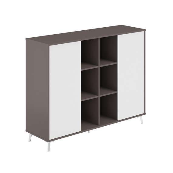 SR.303.WF.WH.WH / Шкаф средний с нишей 1516х450х1200 / корпус: вольфрам; фасады: белый/белый