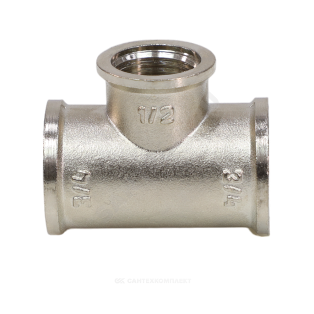 Тройник латунь никель переходной Ду 25х15х25 (1"х1/2"х1") ВР VALFEX VF.750.N.100.012.100