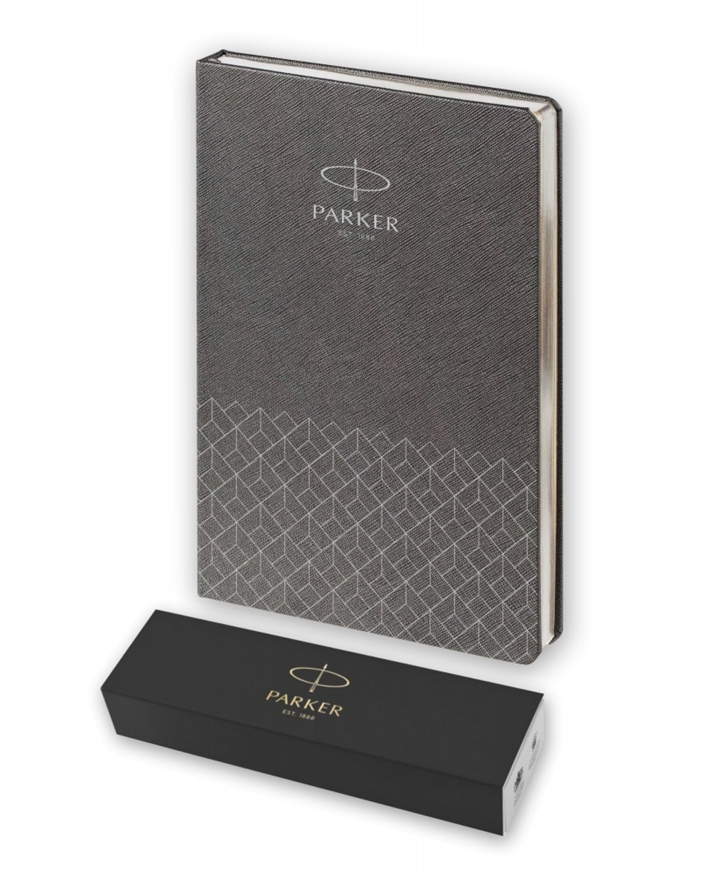 Подарочный набор: Шариковая ручка Parker Jotter K60, цвет: White и Ежедневник  недатированный, серый