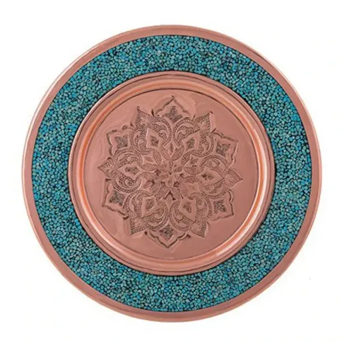 Медная тарелка фирузе куби Aghajani 13252486 натуральная бирюза Иран