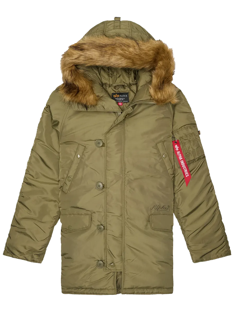 Парка Alpha Industries N-3B Logo Oxford Parka Olive Green (Зеленая)