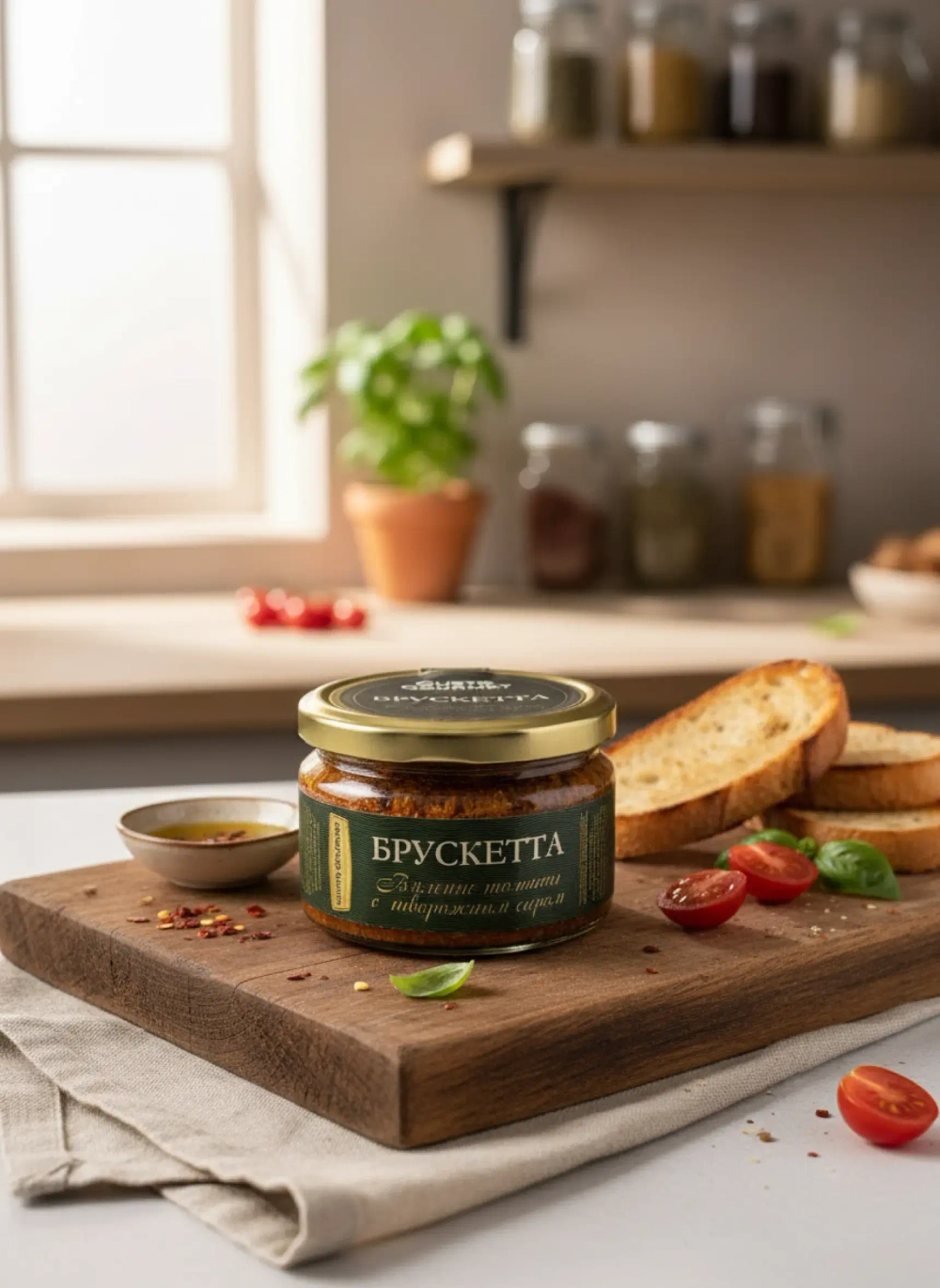 Брускетта вяленые томаты с творожным сыром