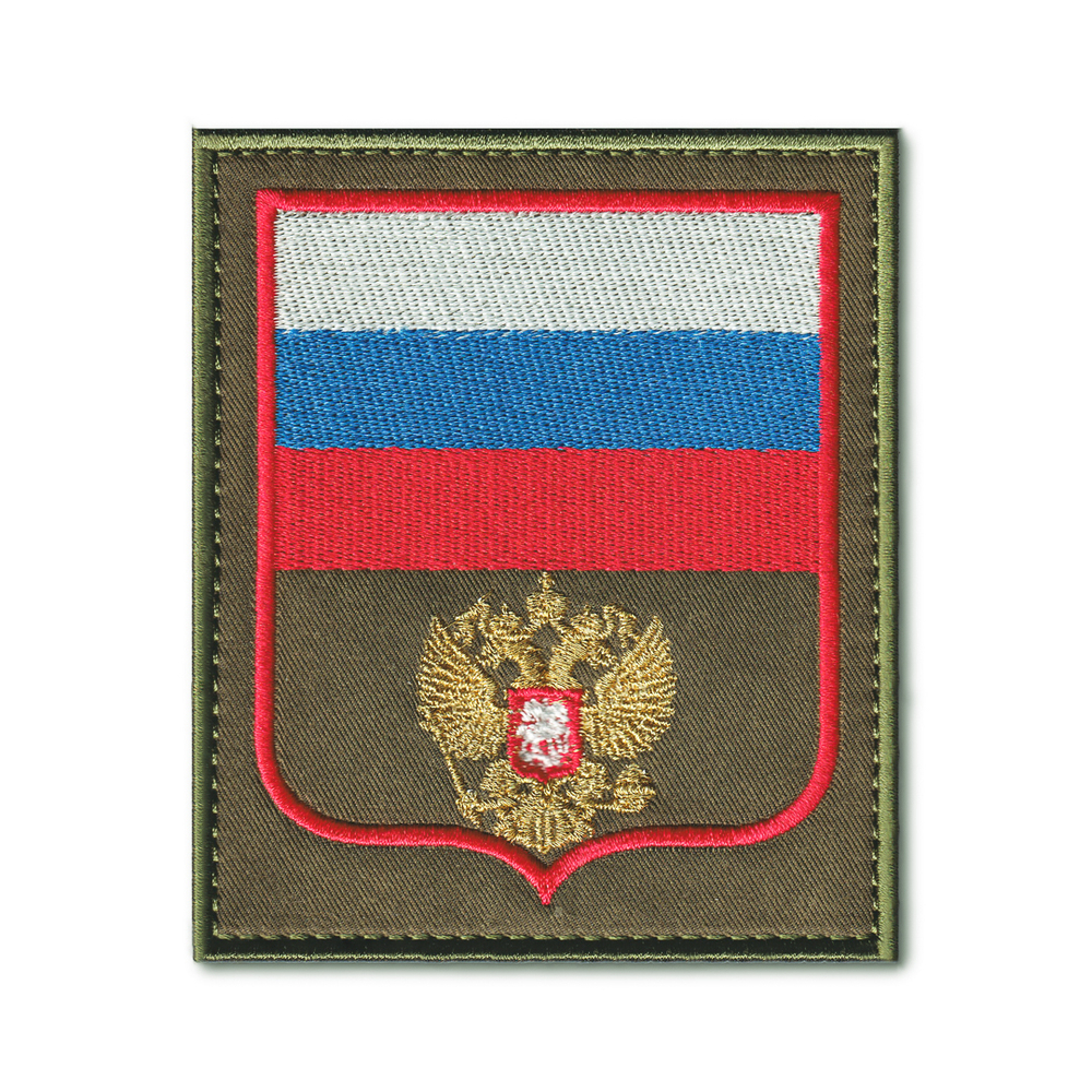 Нашивка ( Шеврон / Патч / Patch ) Тактическая Герб РФ С Триколором 85х100 мм / Металлизированная Нить | ATRIBUTICASTORE.RU