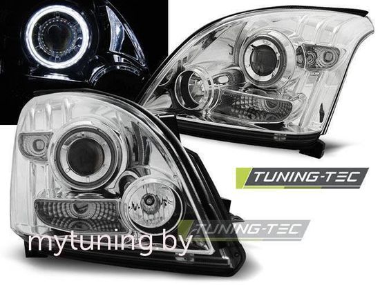 Передние фары angel eyes ccfl chrome для Toyota Land Cruiser Prado 120