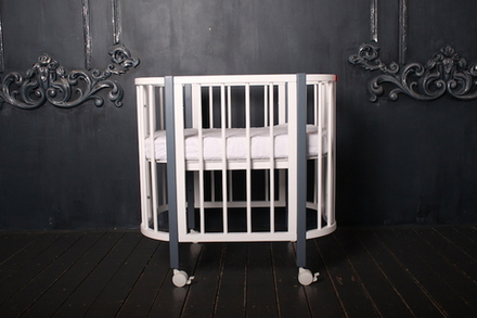 Кроватка-трансформер 4 в 1 "МеrryHappy Caramel" (МерриХэппи Карамель) 120*60 см, цвет белый+серые вставки