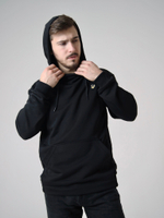 Худи черное Город Горький мужское с нашивкой желтый олень