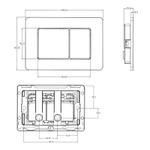 Кнопка смыва AZARIO NEW-TS механическая, двойной смыв, квадратные кнопки, нержавеющая сталь 304, черный (AZ-SS-003-B)