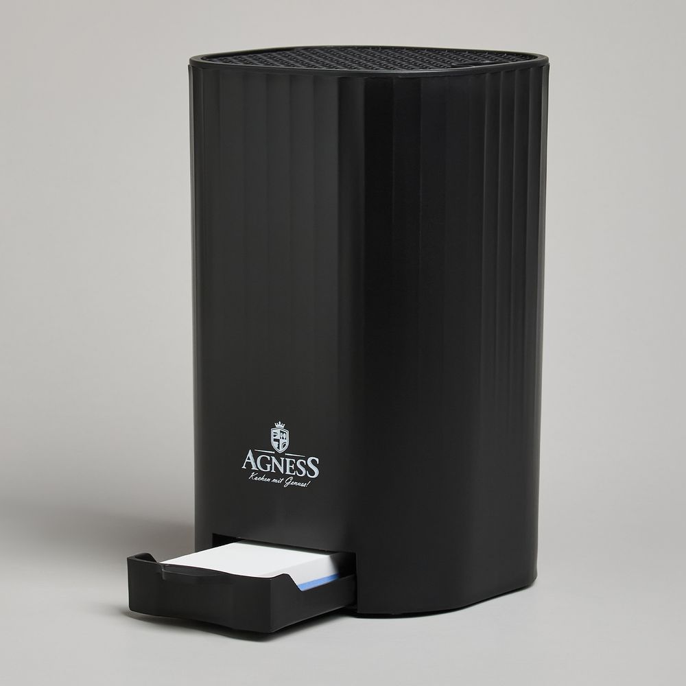 ПОДСТАВКА ДЛЯ НОЖЕЙ AGNESS С ТОЧИЛЬНЫМ КАМНЕМ 13,6*14,6*23 СМ