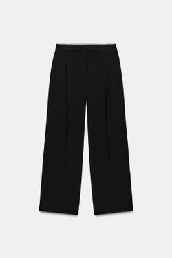 ZARA ШИРОКИЕ БРЮКИ С ВЫСОКОЙ ПОСАДКОЙ, ЧЕРНЫЙ