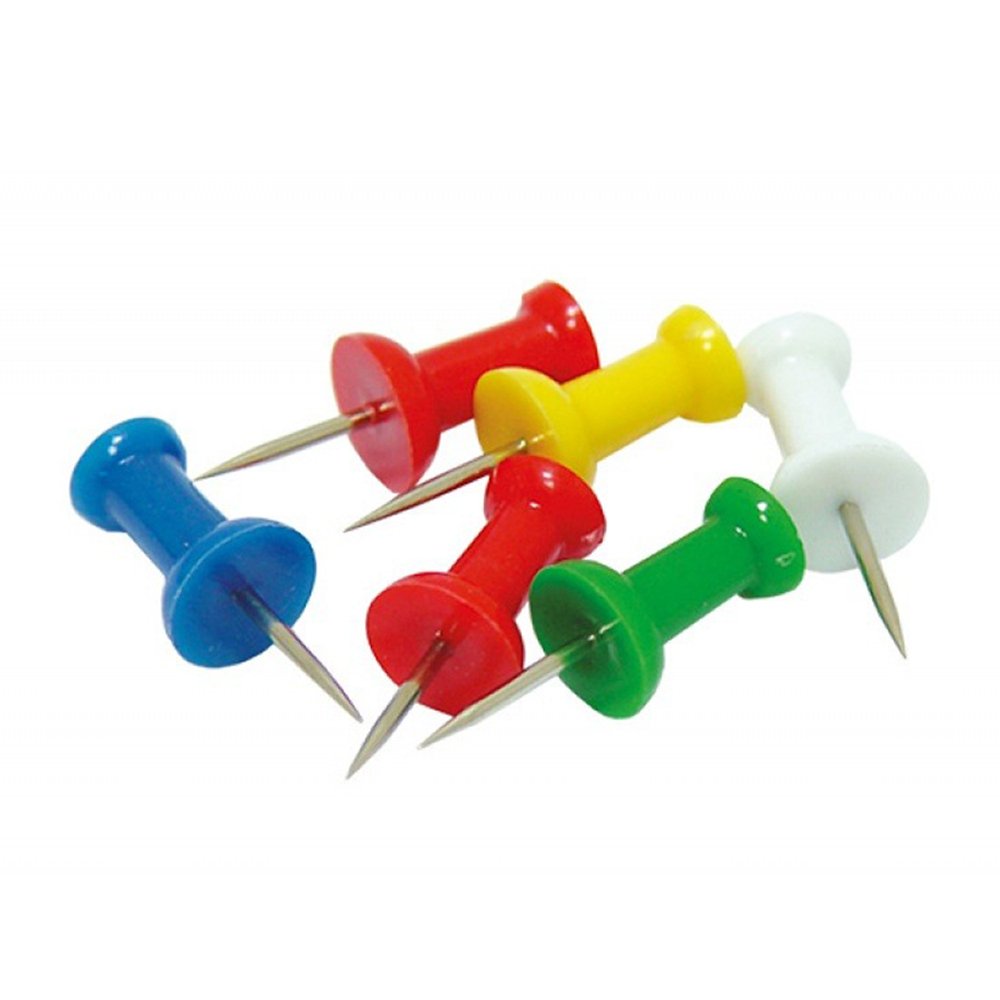 Кнопки канцелярские силовые игла 12 мм, 40 штук, DLOFFICE, набор разноцветных кнопок с пластиковой шляпкой для пробковой доски и гипсокартона