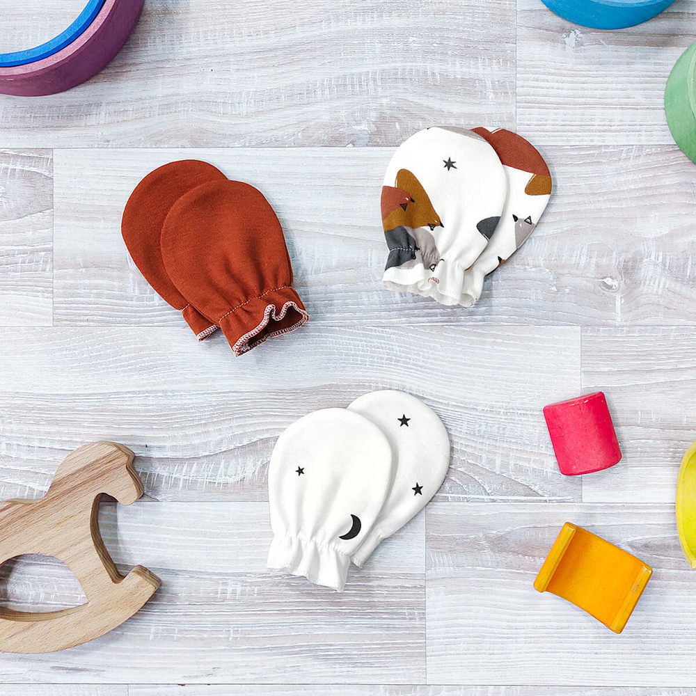 Рукавички антицарапки Mjölk Птицы/Paprika/Ночное небо, сет из 3х пар, уценка