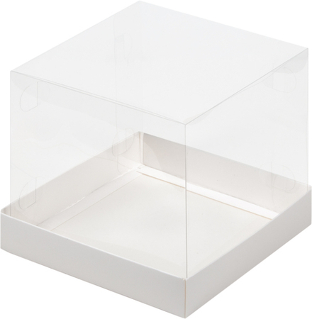 Коробка под торт и кулич с прозрачным куполом 160*160*140 (белая)