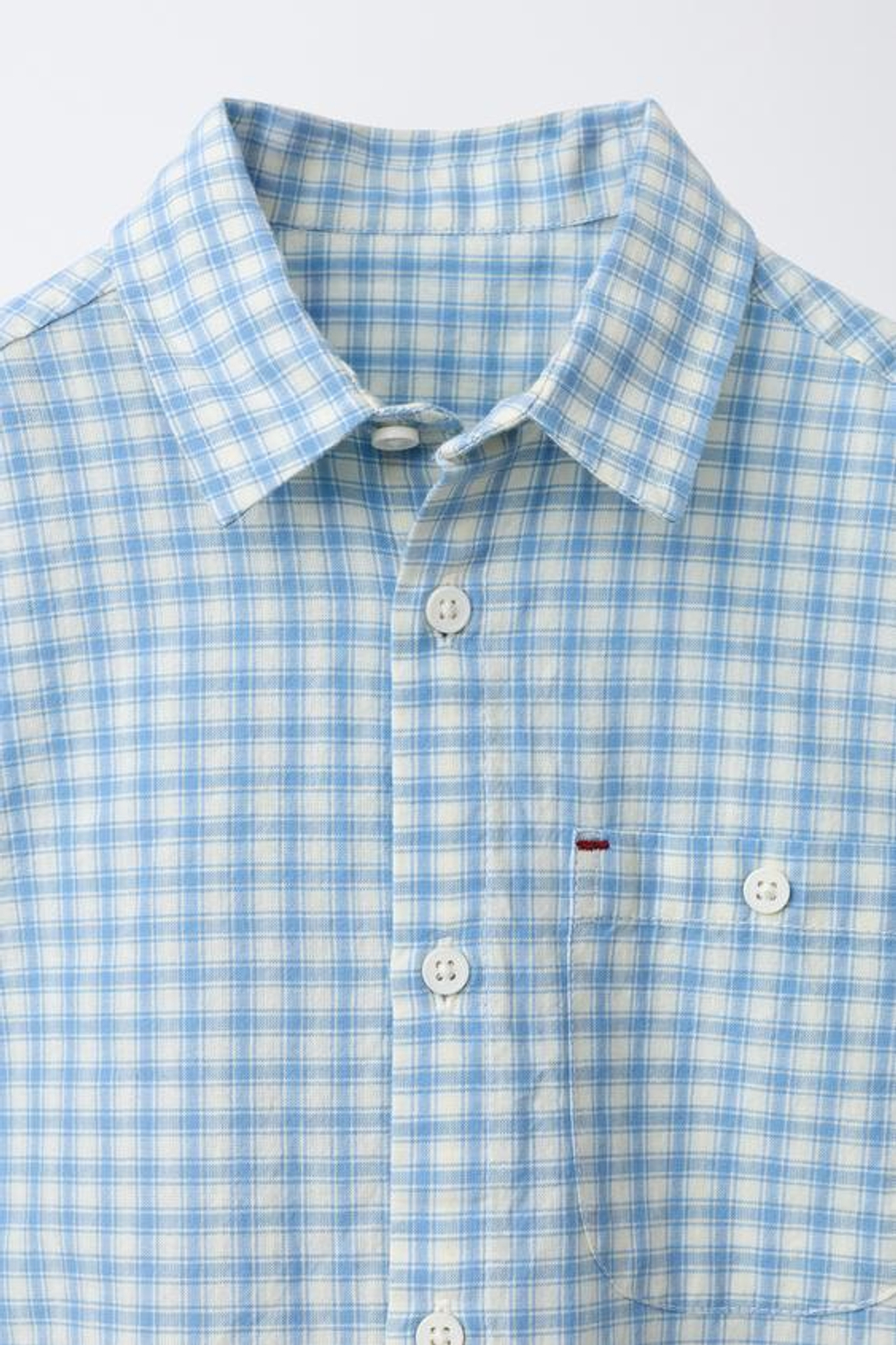 ZARA РУБАШКА В КЛЕТКУ С КАРМАНОМ, СИНИЙ