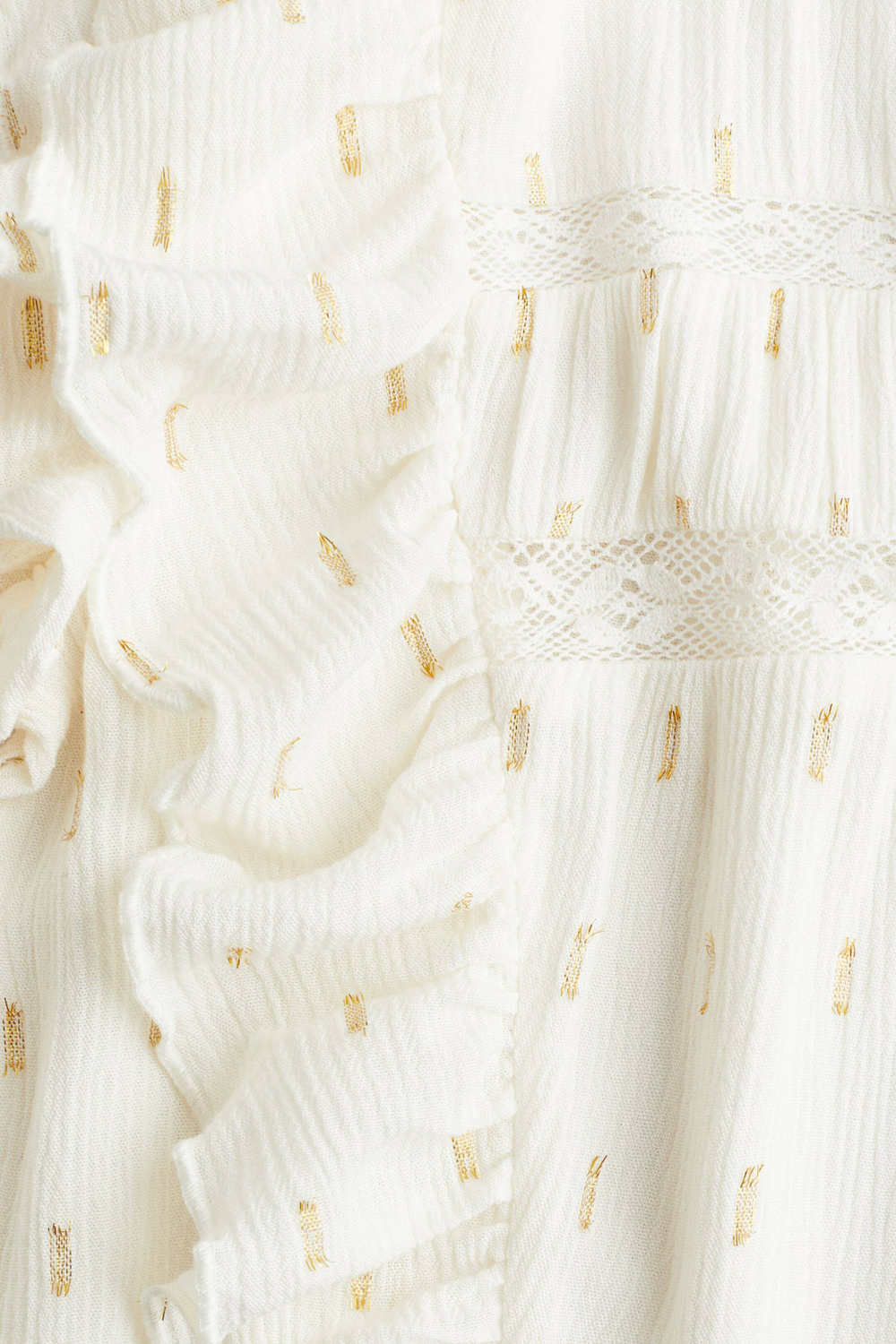 H&M Блузка с рюшами, кремовый