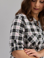 Блузка БЛ-131/хаки-клетка