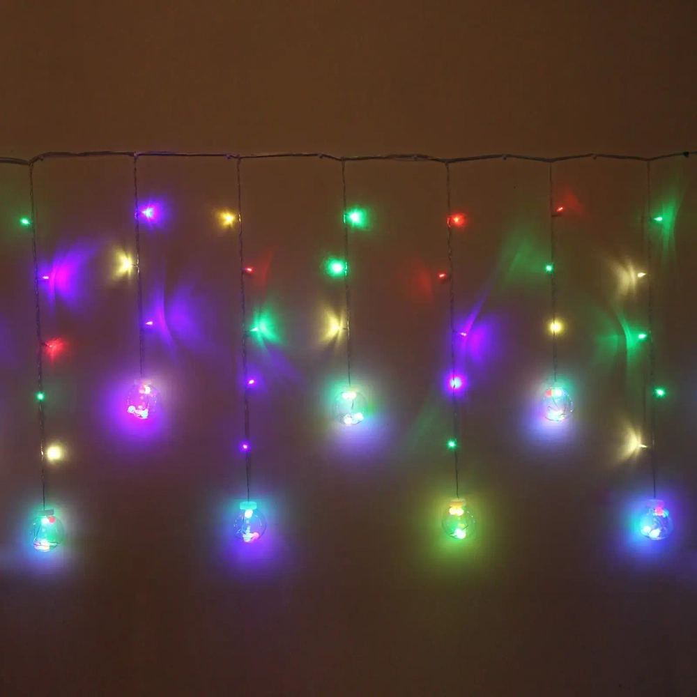 Гирлянда для дома БАХРОМА «Снежный шар» ш2,5 м* в0,6/0,8м 108 лампы LED, d-8 см, RG/RB, IP-20, Мультицвет (возможность соединения)