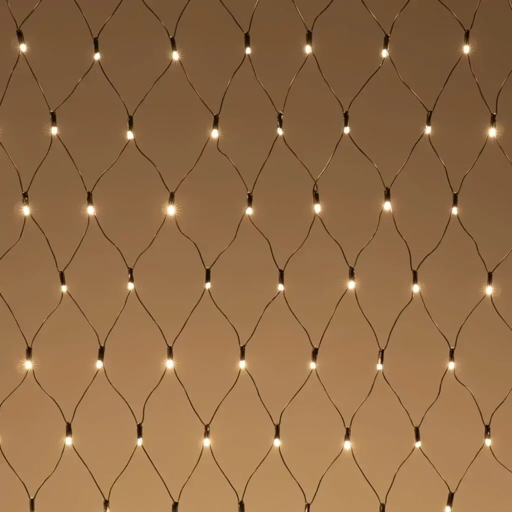 Светодиодная сетка с колпачком 2*2 м., 220В, 256 теплых белых LED, провод черный ПВХ, IP65, LTC (NTL256CAP-11-2WW)