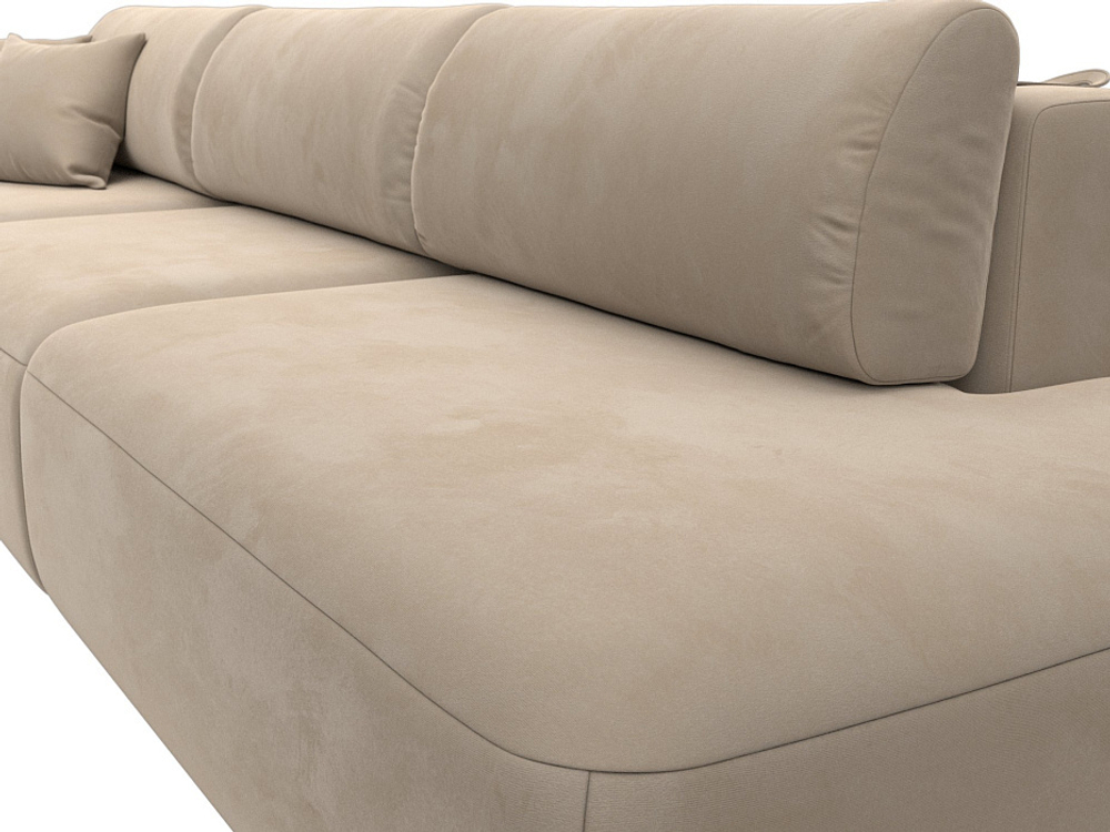 Диван прямой Лига-036 НПБ Модерн Лонг подлокотник слева ВЕЛЮР Бежевый