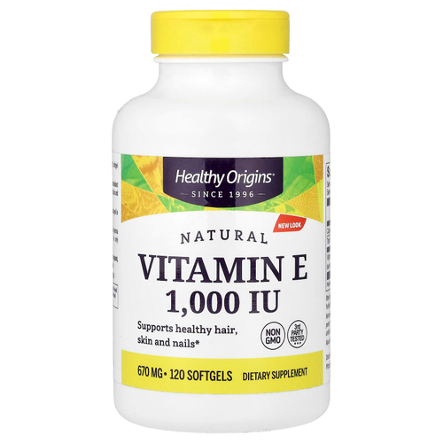 Healthy Origins, натуральный витамин E, 670 мг (1000 МЕ), 120 капсул