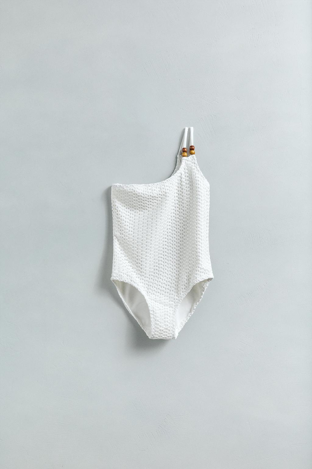 ZARA КУПАЛЬНИК ИЗ КРУЖЕВА КРОШЕ, БЕЛЫЙ