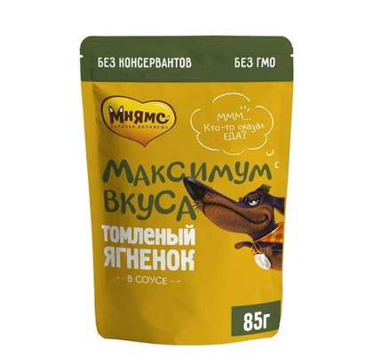 Мнямс 85г пауч Максимум вкуса Влажный корм для собак Томленый ягненок в соусе