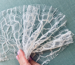 Кружево тонкое на сетке ширина 15см цвет молочно-белый Италия 1 м