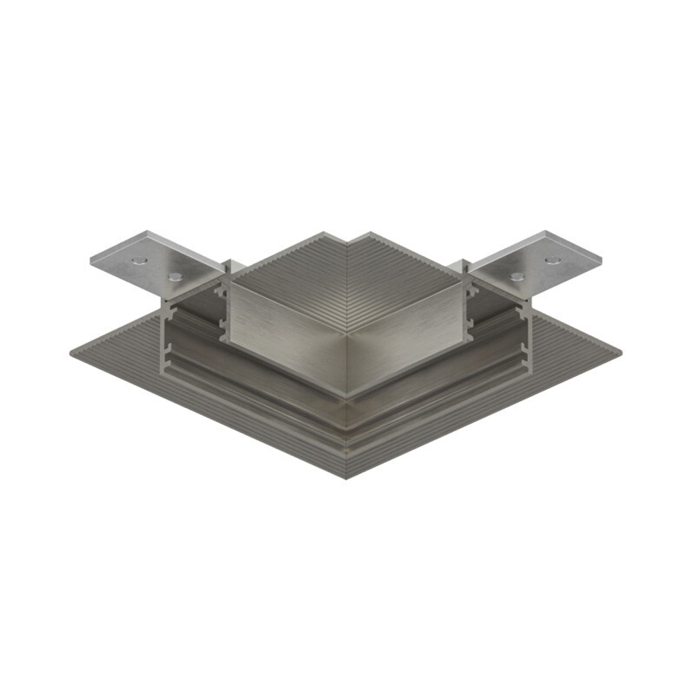 Угловой элемент трека SHINE HIDE для ГКЛ 12,5 мм, 90°, потолок–потолок, тёмный никель, алюминий