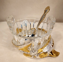 Икорница "Осетровая" с золочением и серебрением