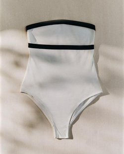 ZARA HOME КУПАЛЬНИК С КОНТРАСТНОЙ ПОЛОСОЙ, ЭКРЮ