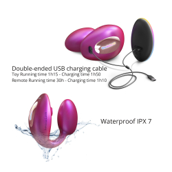 Cтимулятор клитора и зоны G с пультом для пары Love to love WONDERLOVER - IRIDESCENT BERRY
