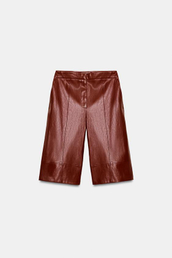 ZARA ДЛИННЫЕ ШОРТЫ ИЗ ИСКУССТВЕННОЙ КОЖИ, ЧЕРЕПИЧНЫЙ