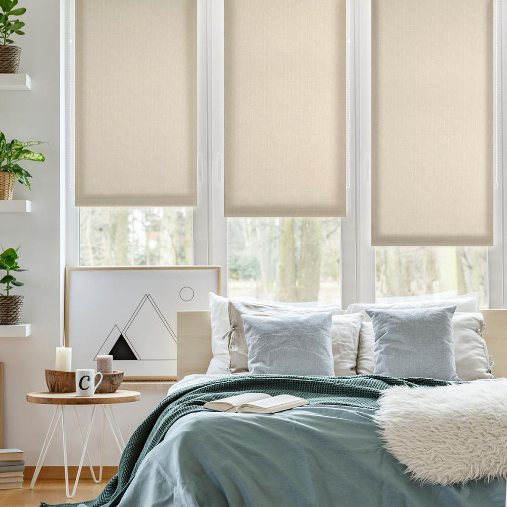 Рулонная штора Лен РБ, 160х48 см, шир.крепл. 52 см, сер, СРШ-01МЭ-2404