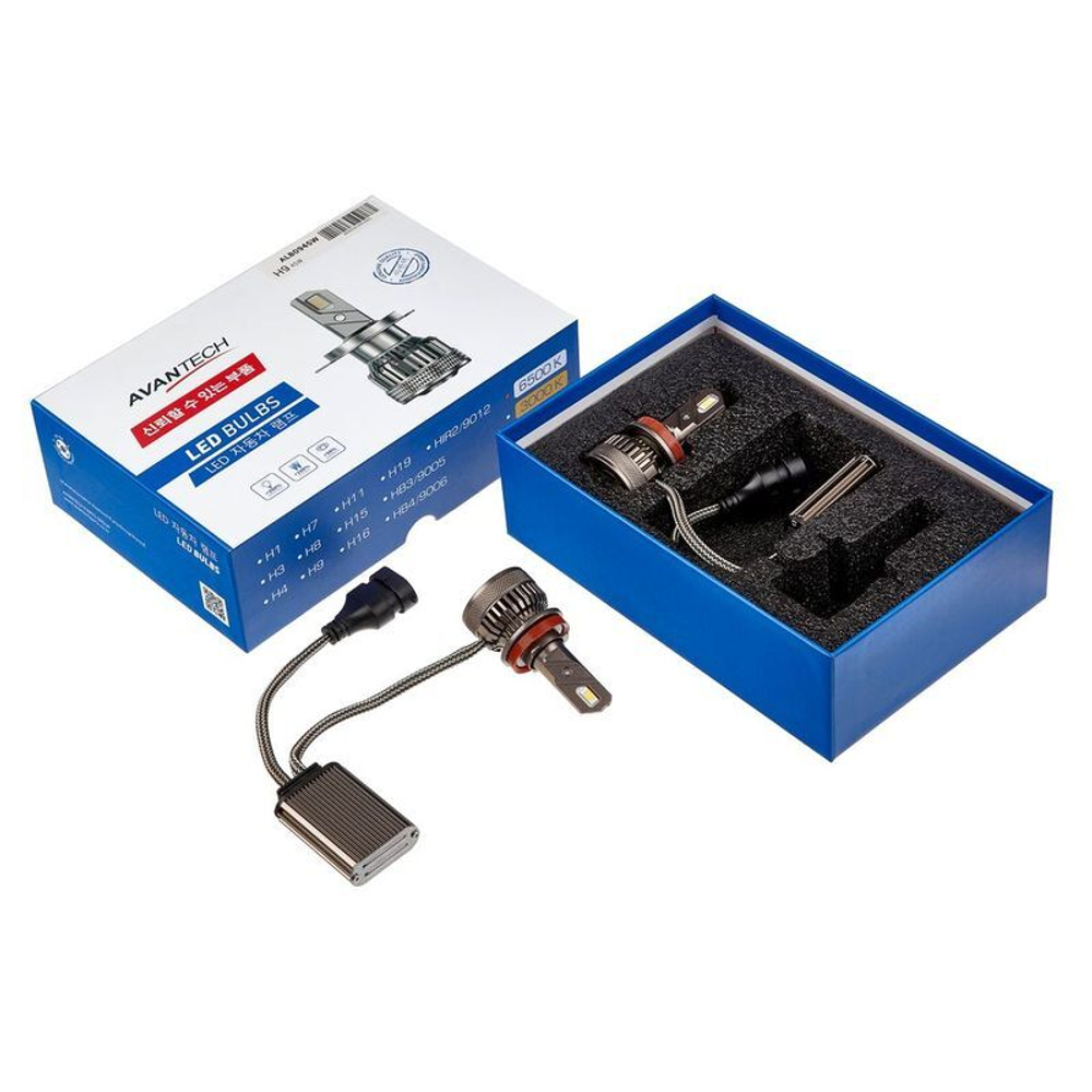 Лампа светодиодная LED Avantech H9 12V 45W, 6500К 4500lm (комплект 2 шт.) ALB0945W
