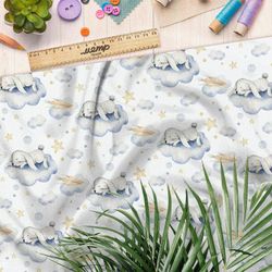 Ткань оксфорд 600 зайчата на облаках